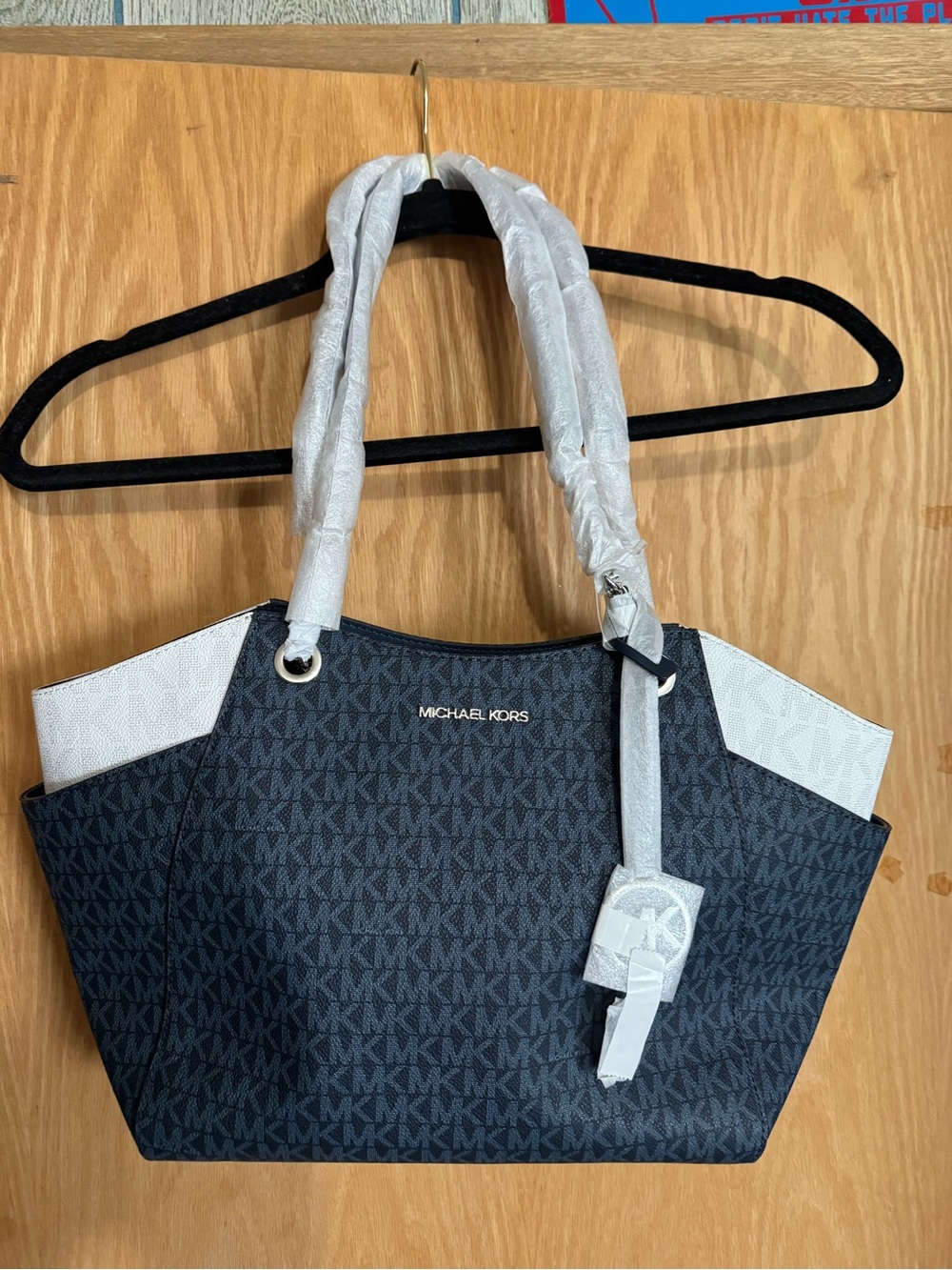 Michael Kors blue and White MK Logo Tote